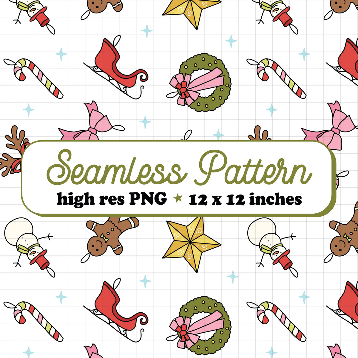 Christmas Ornaments Seamless Pattern PNG