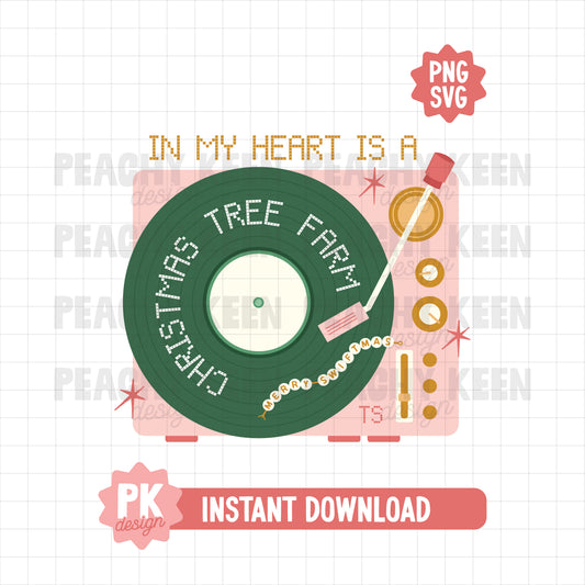 Xmas Tree Farm Record Player SVG + PNG